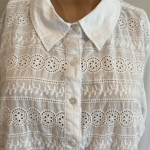 D & Co vintage white eyelet shirt
